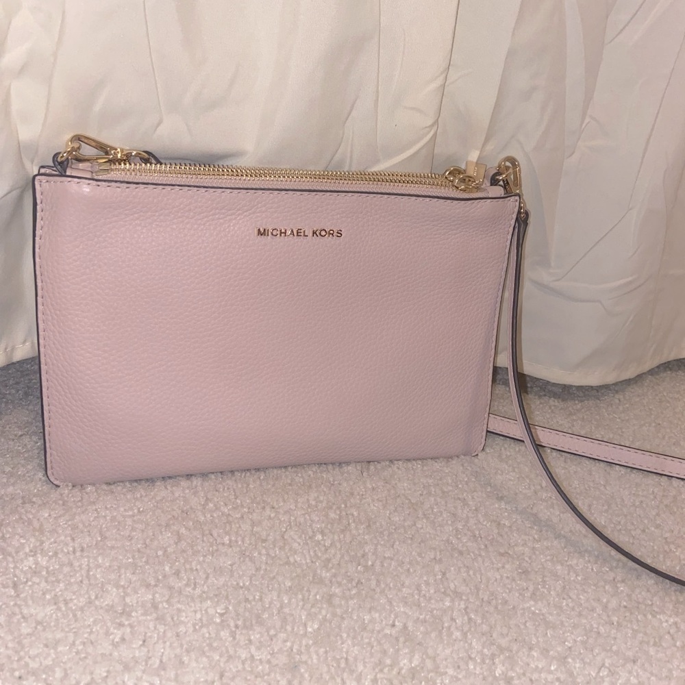 Michel Kors large pebbled double pouch cross body
